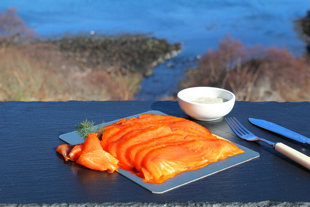 180 gram pack of hand sliced cold peat smoked salmon